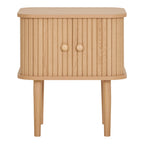Table de chevet Nikko bois naturel 45x40x50,5 cm 2 portes cannelées vue de face