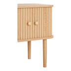 Détail cannelures verticales et boutons sphériques bois table chevet Nikko naturel