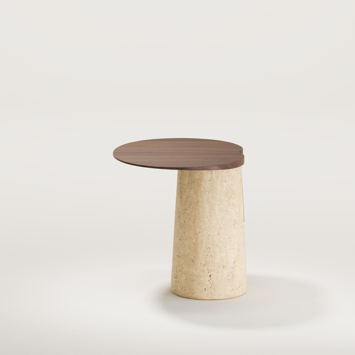 Table d'appoint Anchor en noyer foncé vue de profil plateau en porte-à-faux