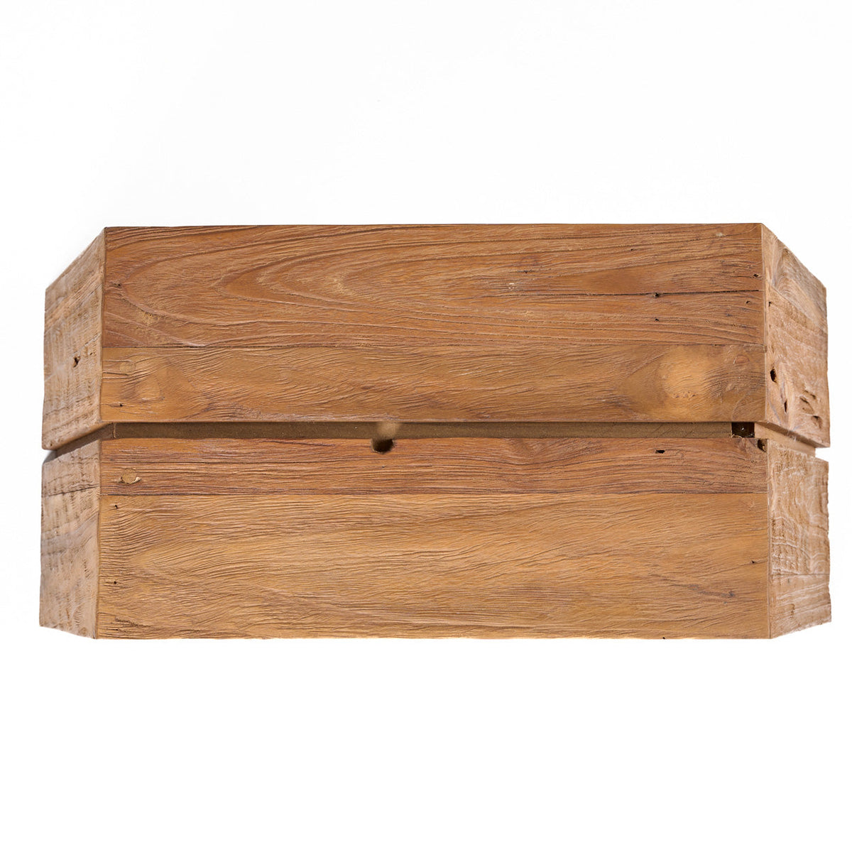 Plateau de la table Ashley Cocoon vu de dessus avec ses deux planches de teck et leur veinage