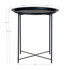 Schéma coté de la table d'appoint Bastia avec son diamètre sa hauteur et l'écartement des pieds