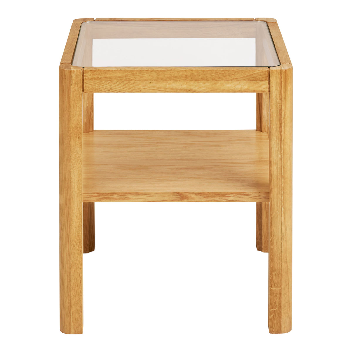 Table d'appoint Lourmarin vue de face avec sa tablette basse et son plateau en verre