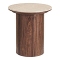 Table d appoint Delphi céramique effet travertin fût décor noyer