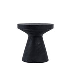 Table d'appoint diabolo Gravity en bois de suar noir plateau rond sur pied évasé