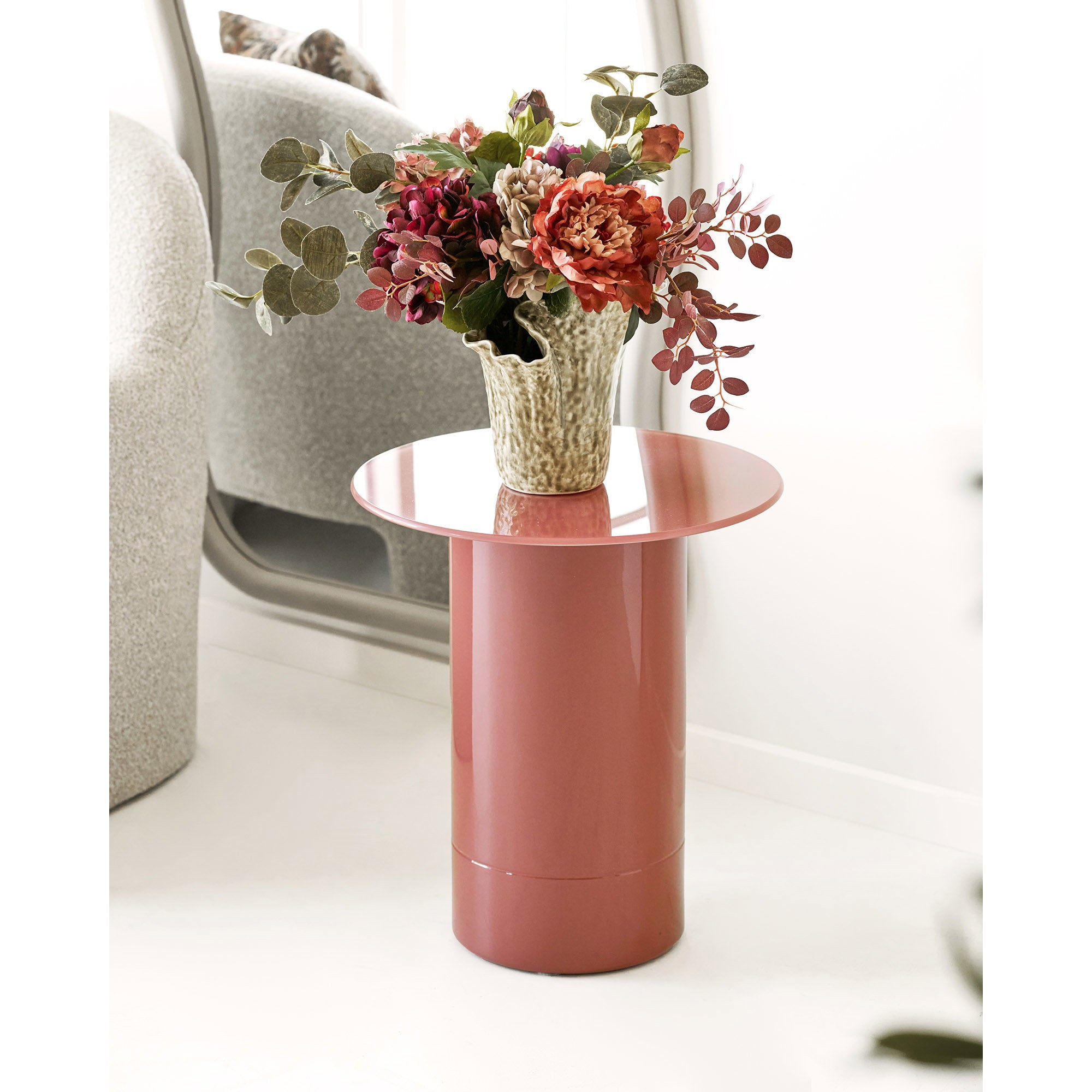 Table d appoint Florens monobloc rose poudré vue de détail