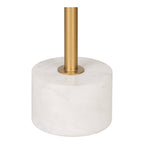 Socle en marbre blanc veiné de la table d'appoint Lecco et bague couleur laiton au pied du fût