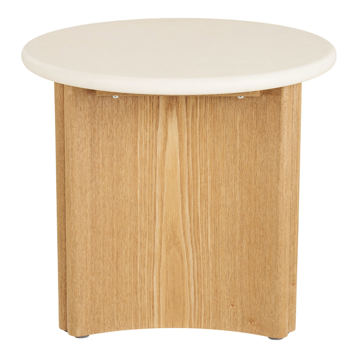 Table d'appoint Motril vue de face panneau cintré en placage de frêne découpé en arche