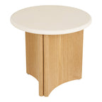 Table d appoint Motril ciment blanc piètement frêne vue de face