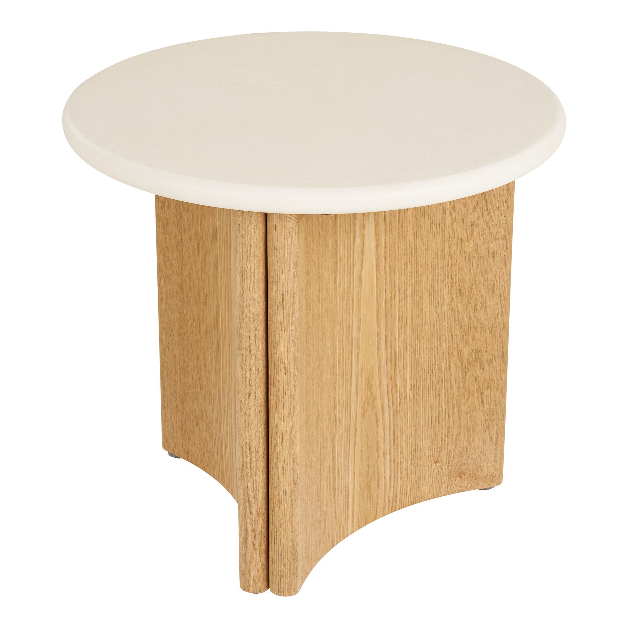 Table d appoint Motril ciment blanc piètement frêne vue de face