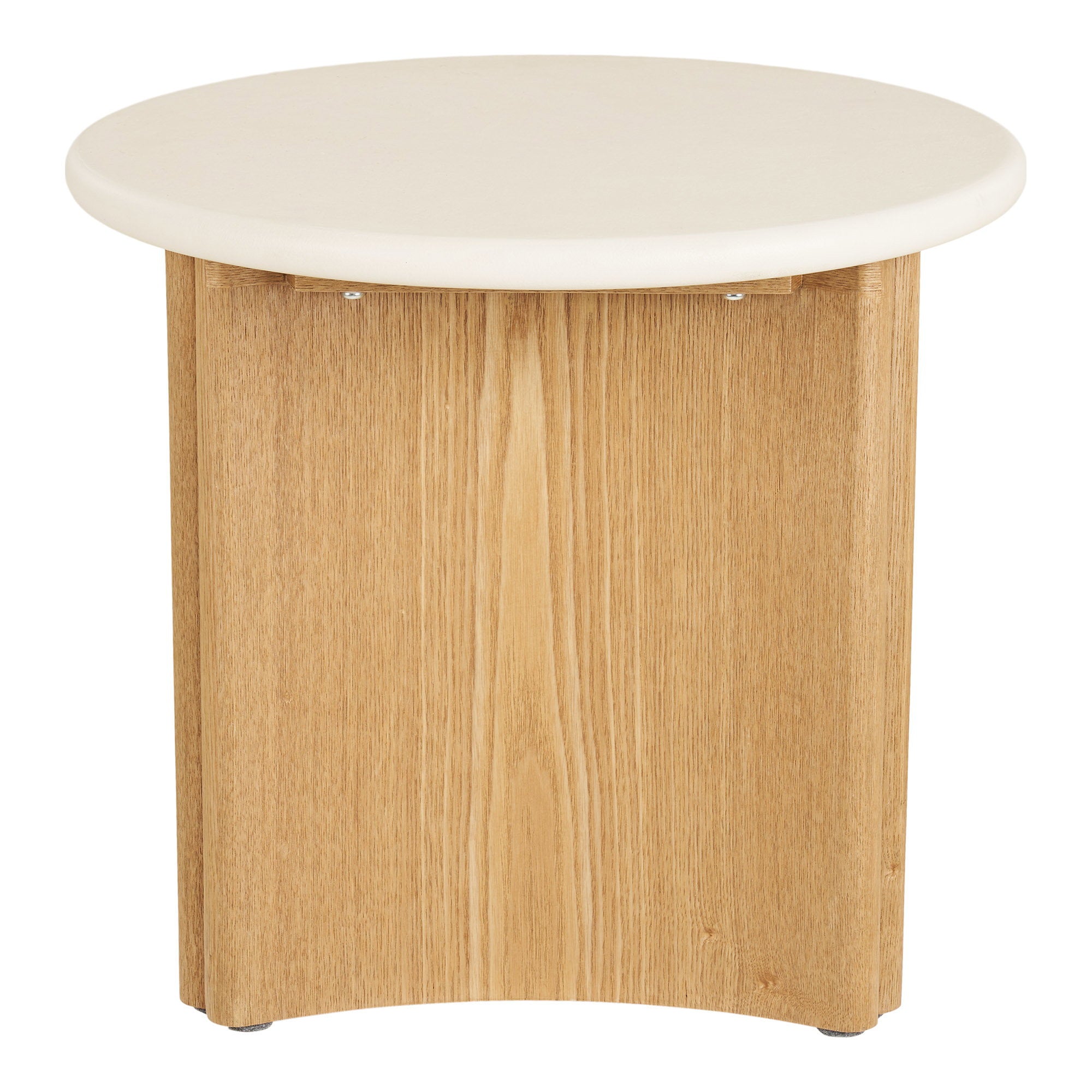 Table d appoint Motril ciment blanc piètement frêne vue de détail