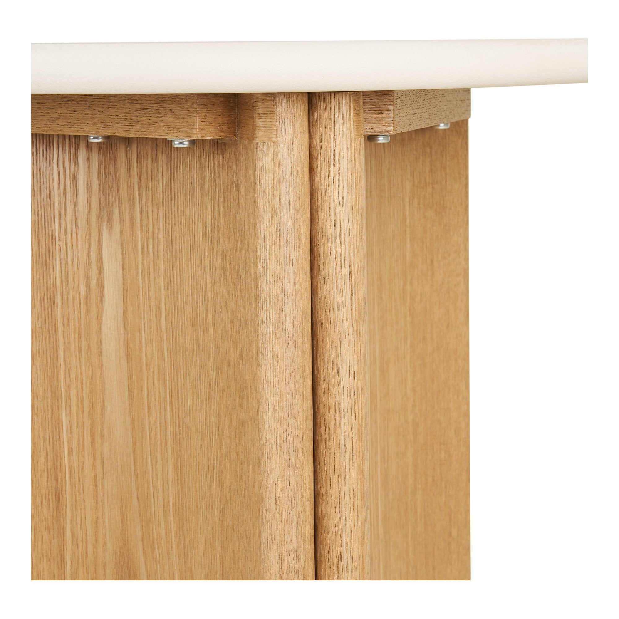 Table d appoint Motril ciment blanc piètement frêne vue de détail