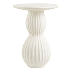 Table d'appoint Newtown en fiberclay blanc avec plateau rond et pied strié en double galbe