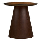 Table d appoint Orvieto verre brun fût conique frêne vue de face