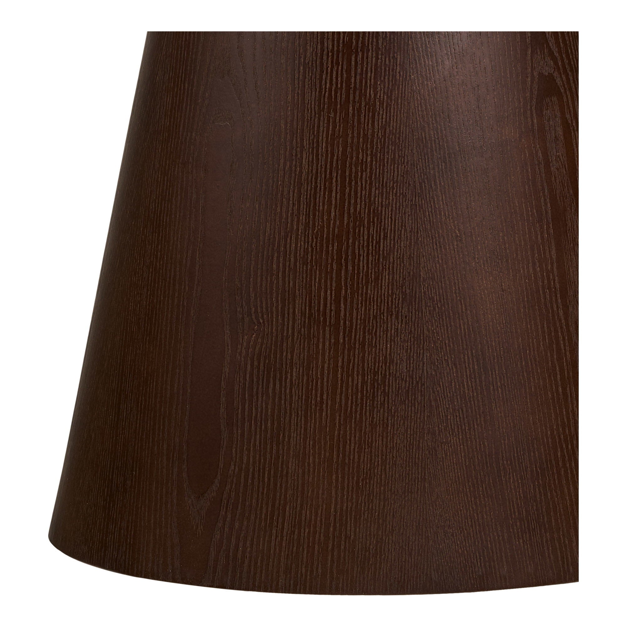 Table d appoint Orvieto verre brun fût conique frêne vue de détail