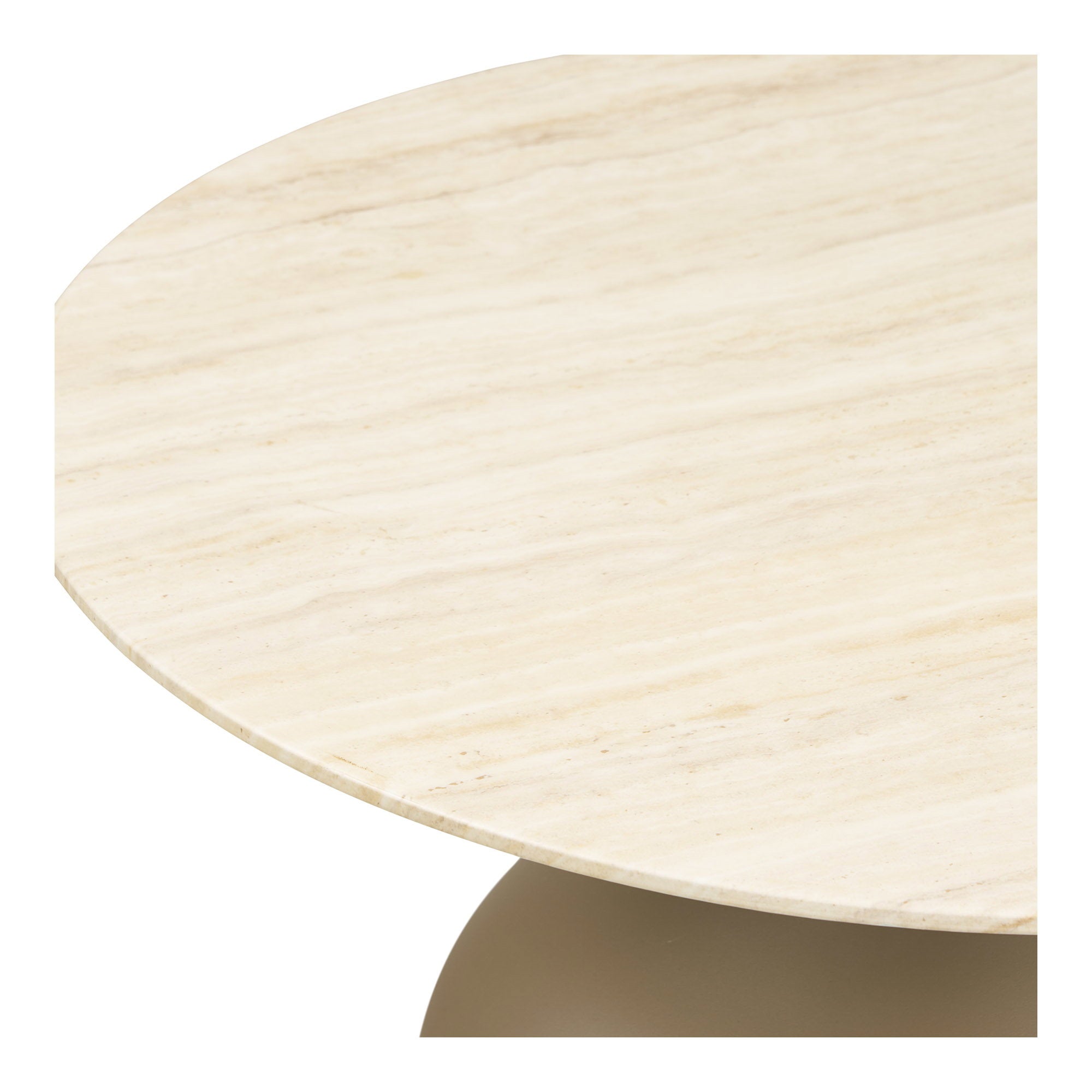 Table d appoint Pienza plateau effet travertin pied goutte kaki vue de face