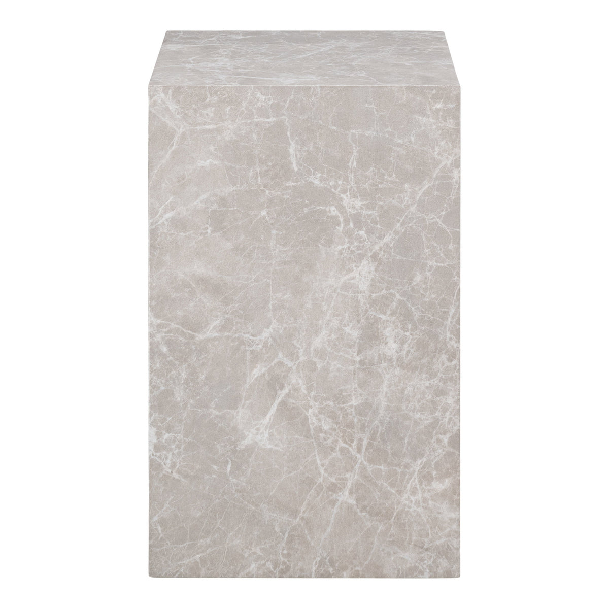 Table d'appoint Prague colonne effet marbre beige vue de face
