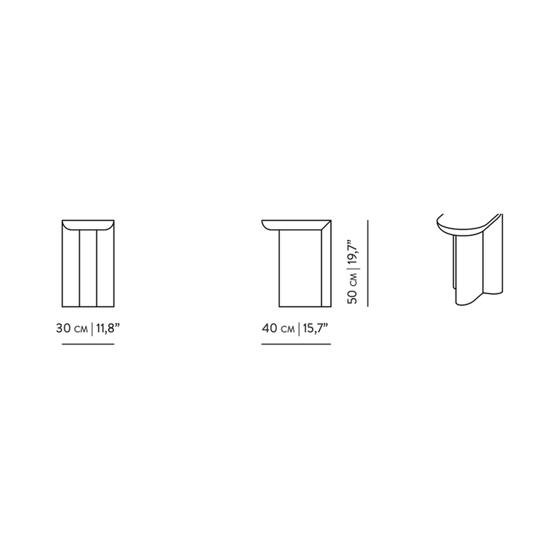 Dimensions Măsuță auxiliară Re-Form cu blat din lemn masiv 50 cm