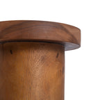 Détail de la tranche épaisse du plateau et du haut de la colonne de la table Inti
