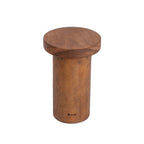 Table d'appoint Inti en bois vue en plongée avec son plateau rond et sa colonne pleine