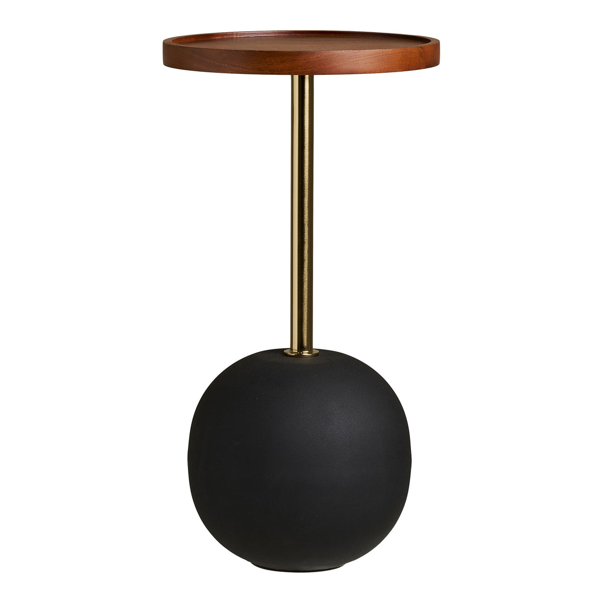 Table d'appoint Sirone vue à hauteur du plateau en manguier à rebord relevé