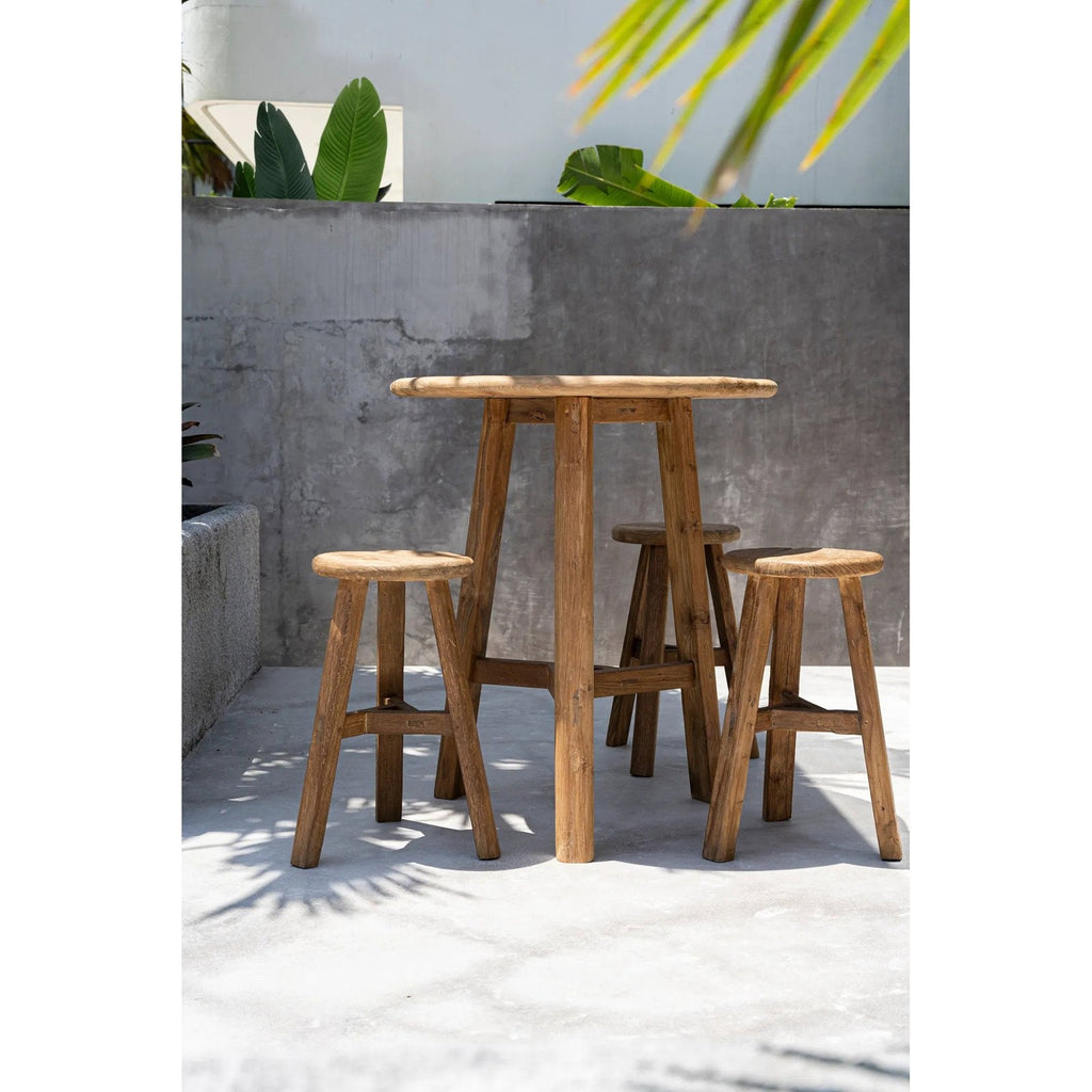 Table de bar ronde Fusuma en teck en situation