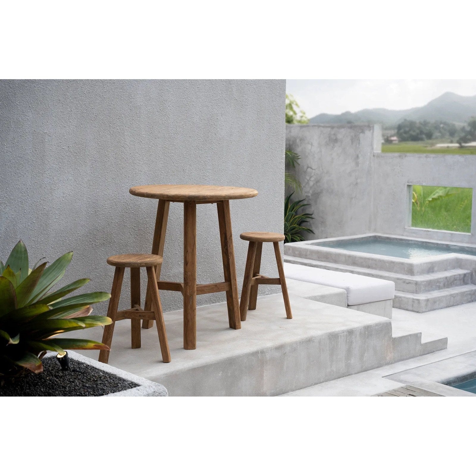Table de bar ronde Fusuma en teck, vue 3