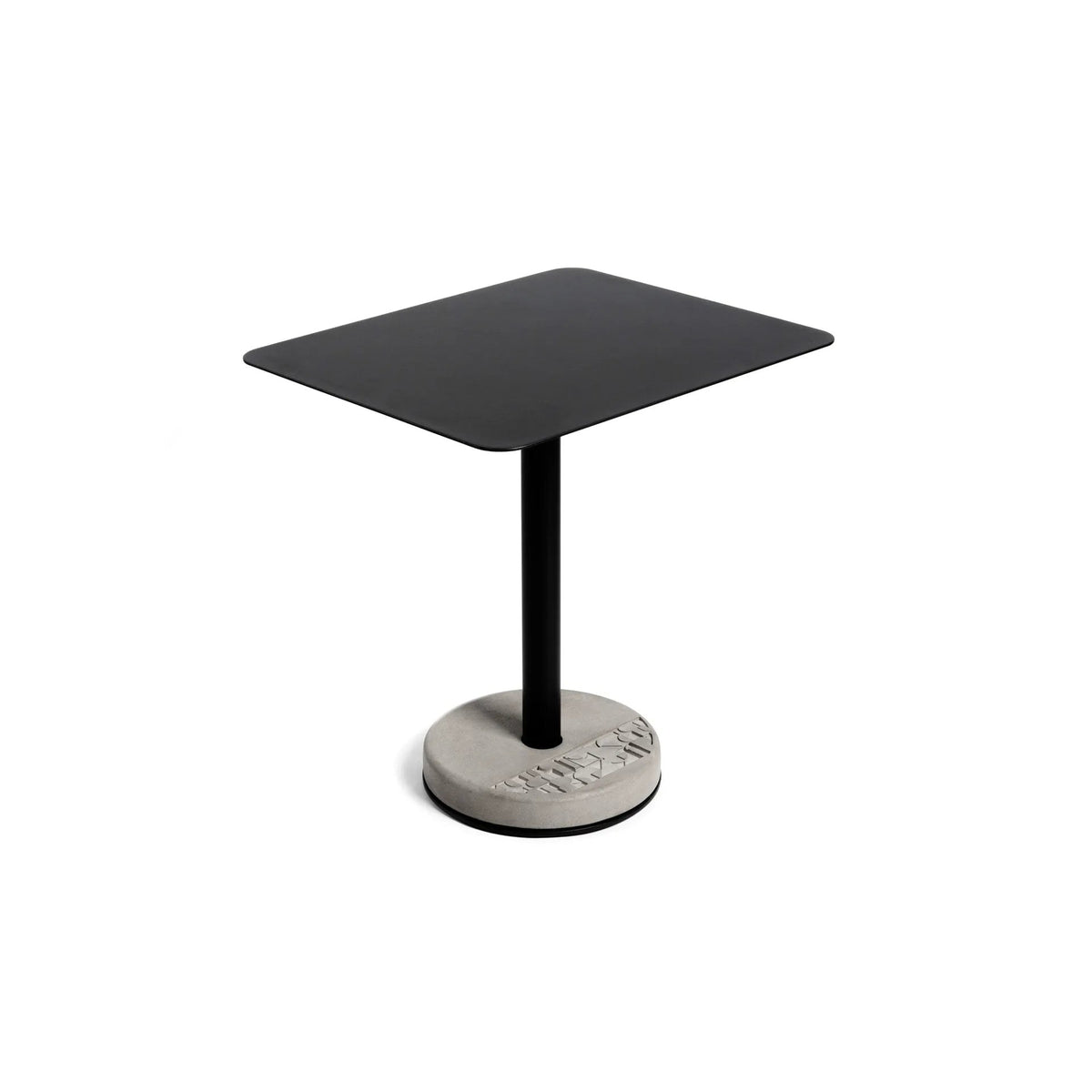 Table de bistro Donut rectangulaire vue de trois quarts sur fond blanc