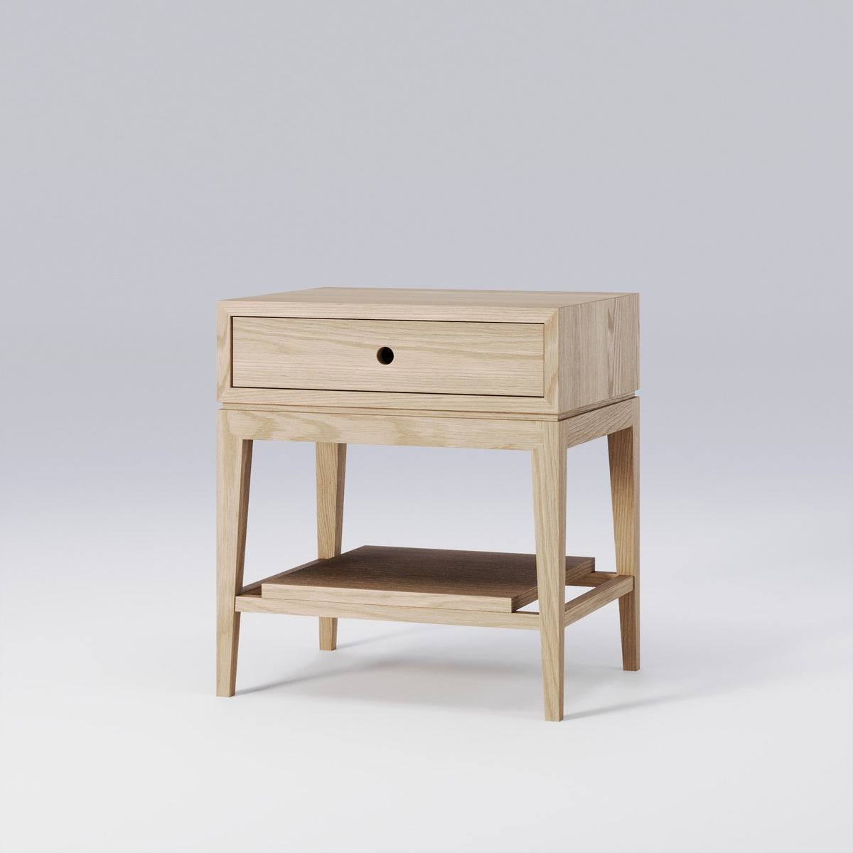 Table de chevet Criado-Mudo en chêne naturel vue de trois quarts