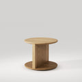 Table de chevet Duplex en chêne naturel vue de trois quarts, côté ouvert