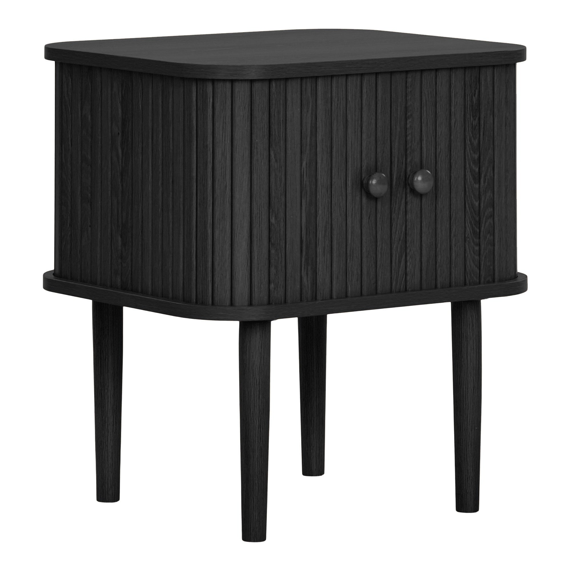 Table de chevet Nikko noir cannelé 2 portes vue de détail