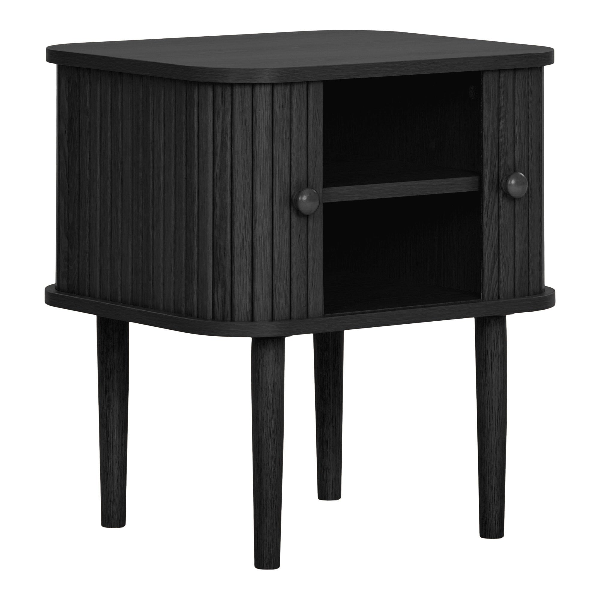 Table de chevet Nikko noir cannelé 2 portes vue de détail