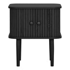Table de chevet Nikko noir cannelé 2 portes