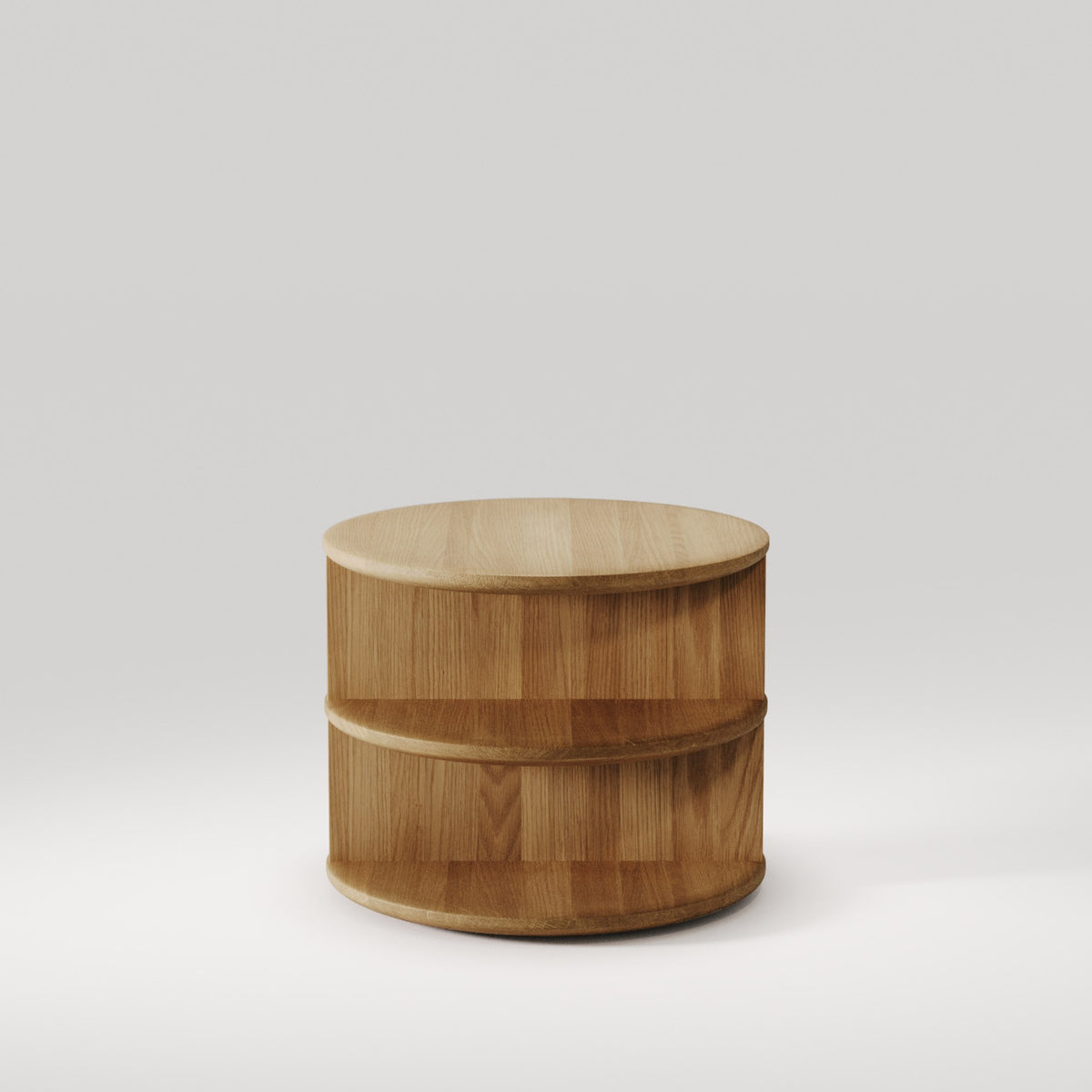 Table de chevet Triplex en chêne naturel vue de dos avec sa paroi pleine
