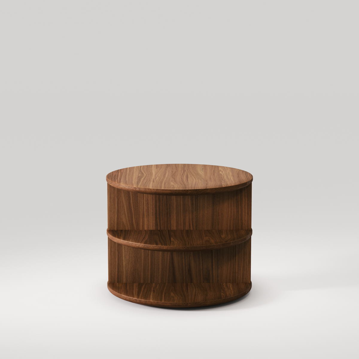 Table de chevet Triplex Noyer foncé vue de dos avec sa paroi pleine