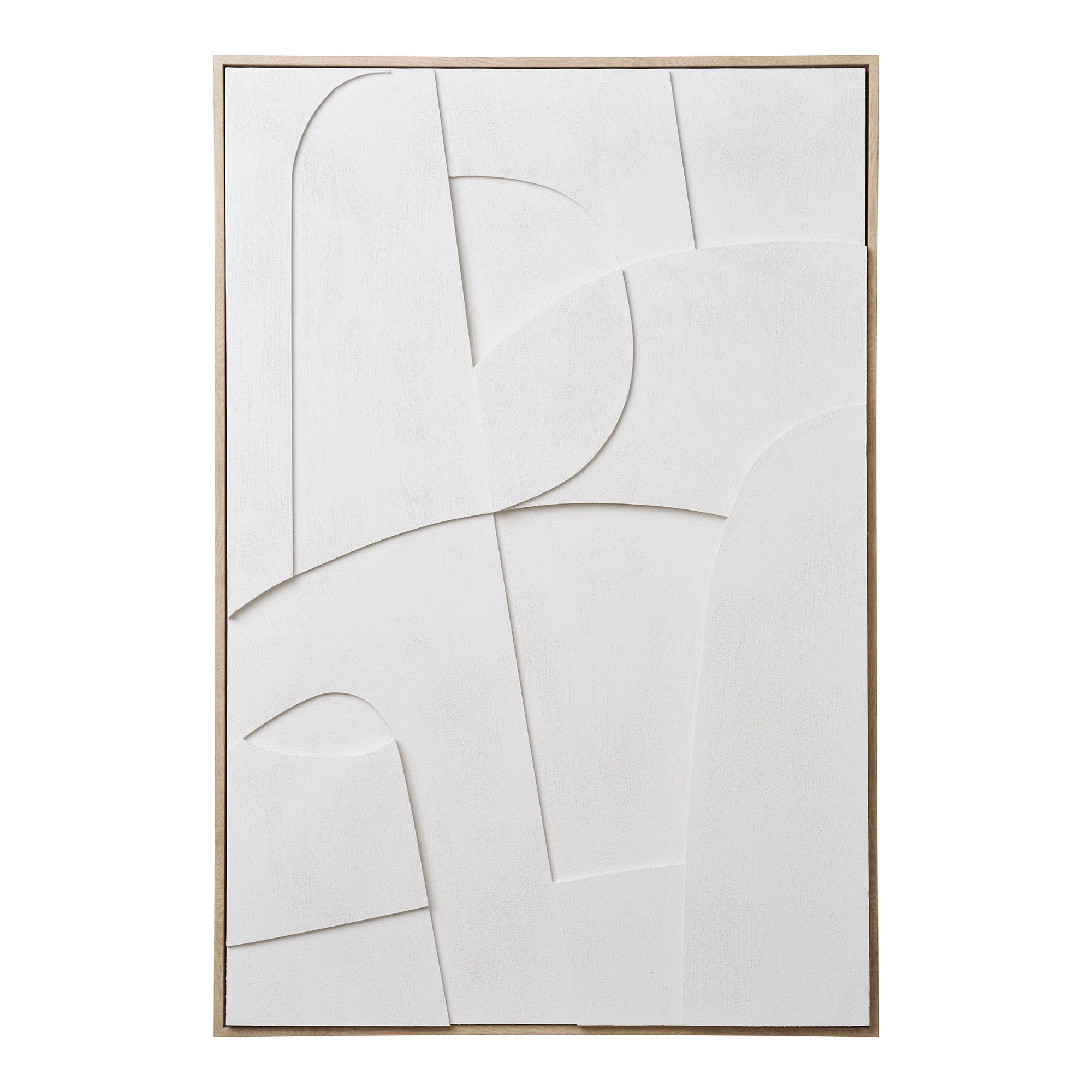Tableau décoratif Madeline relief blanc 60x90 cm cadre bois vue de face
