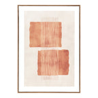 Tableau Mina N°2 avec ses deux aplats terracotta et ses rayures verticales dans un cadre étroit