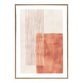 Tableau toile imprimée Mina N°1 aquarelle terracotta lignes beige cadre bois 50x70