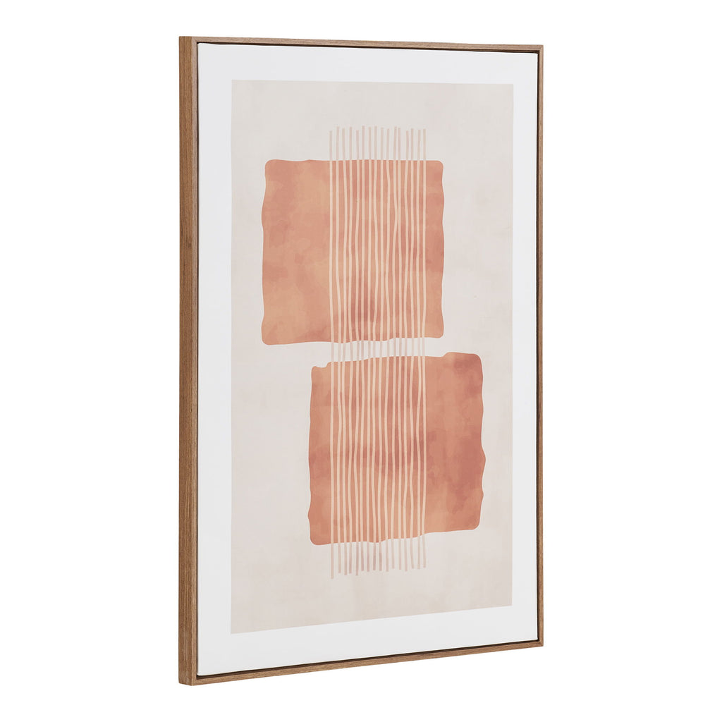 Tableau Mina N°2 aquarelle terracotta vue angle cadre bois brun fond blanc
