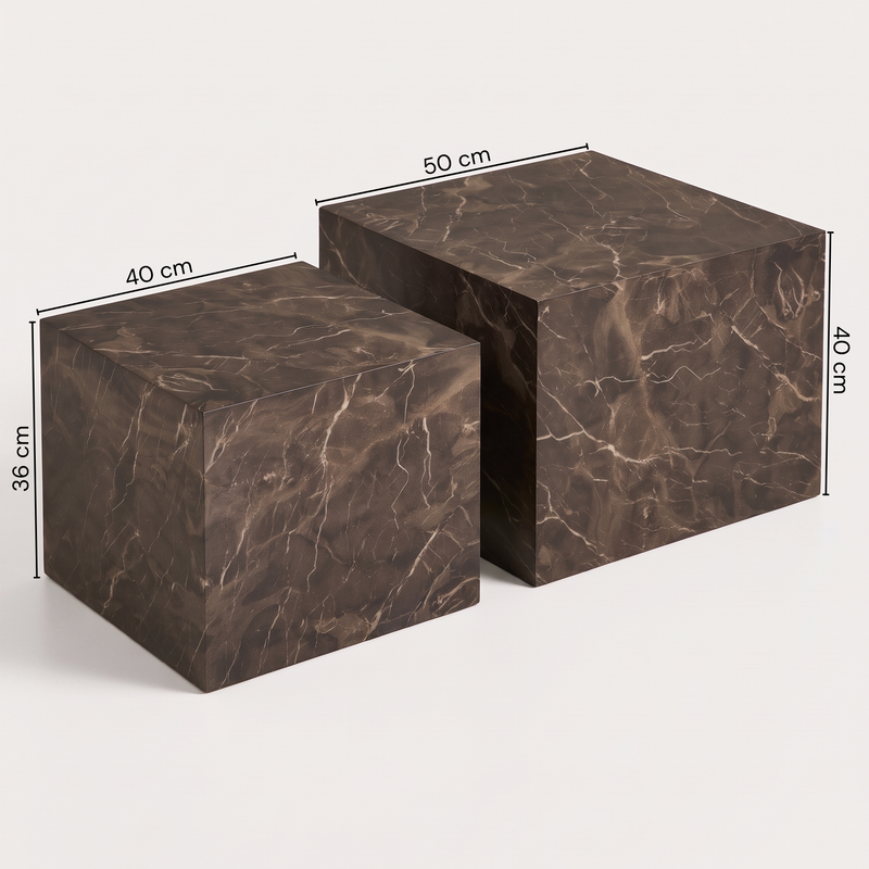 Dimensions Tables basses cubes Prague MDF lot de 2