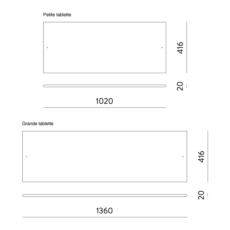 Dimensions Tablette d'étagère modulable Path