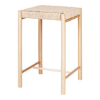 Tabouret de bar Abano assise tressée corde de papier naturel structure bois peuplier vue trois quarts gauche