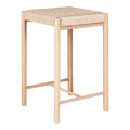 Tabouret de bar Abano assise tressée corde de papier naturel structure bois peuplier vue trois quarts