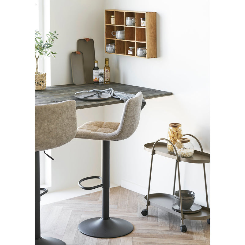 Dimensions Middelfart Adjustable Bar Stool – Greige Bouclé Fabric & Black Central Leg – Set of 2