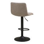 Tabouret de bar Middelfart bouclé grège vue arrière pied central acier laqué noir mat