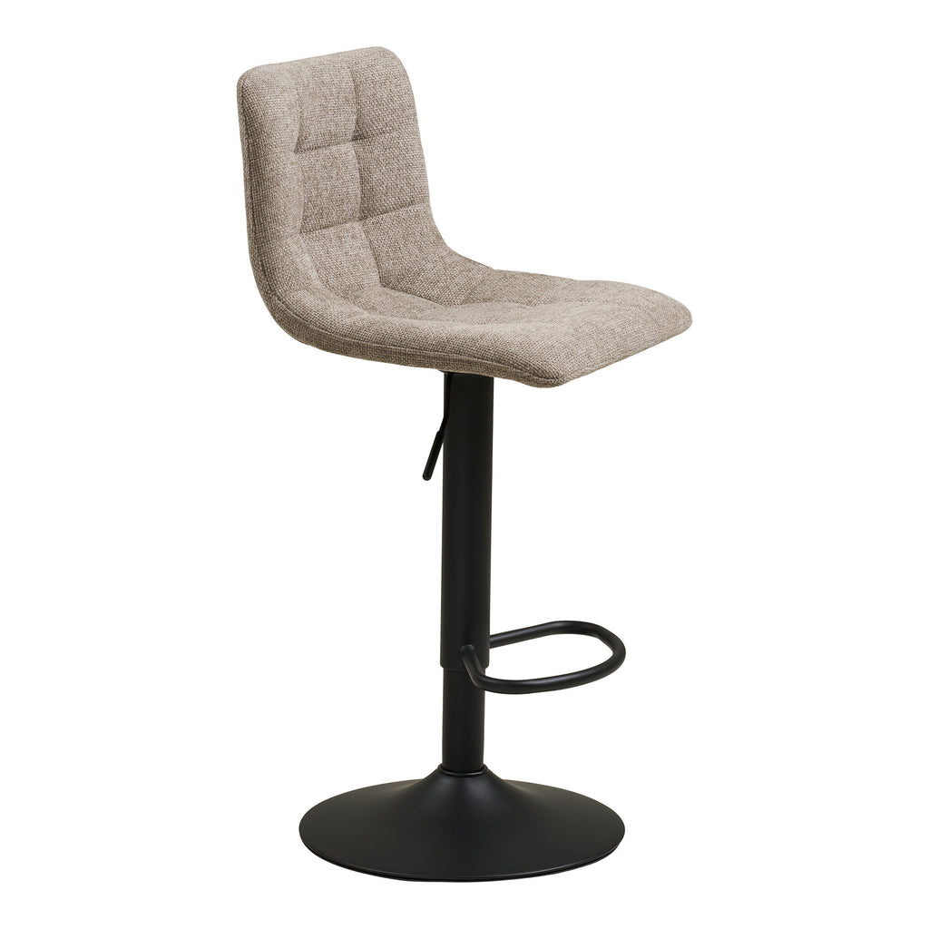 Tabouret bar réglable Middelfart bouclé grège vue avant gauche repose-pieds annulaire noir