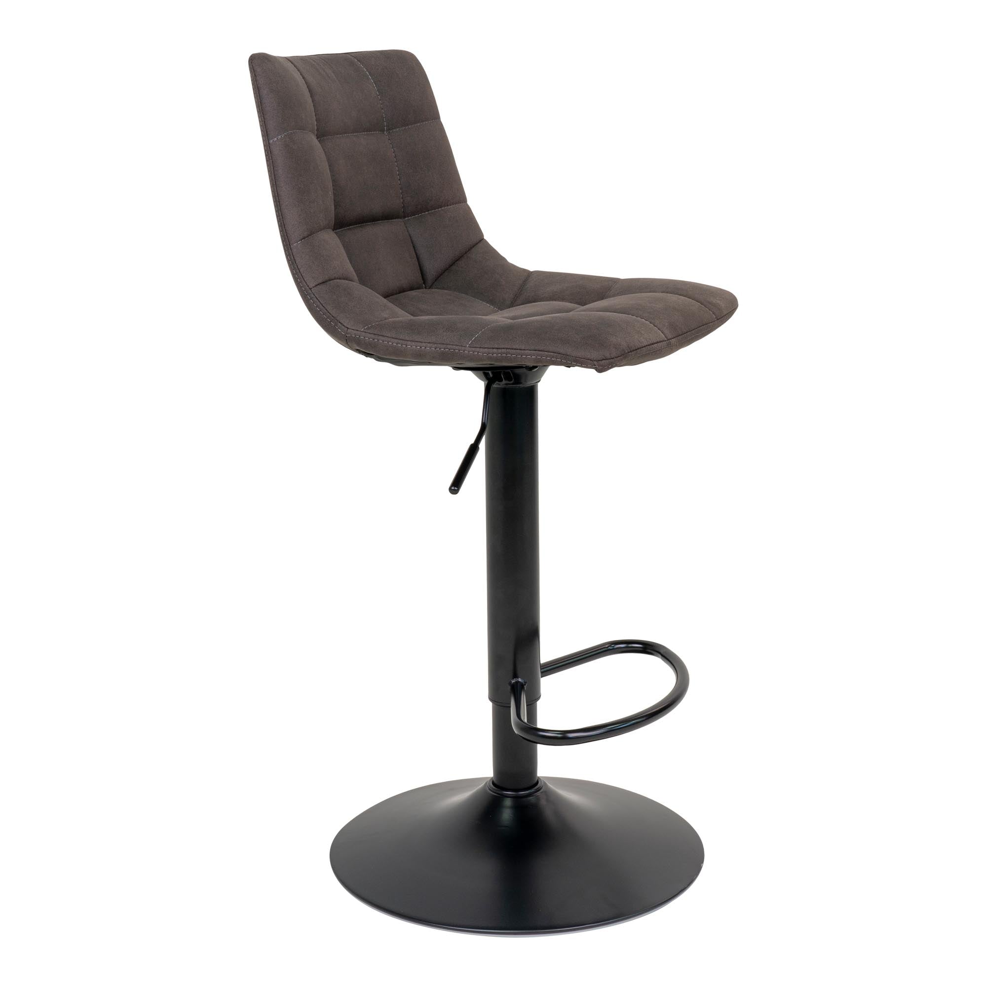 Tabouret bar réglable Middelfart gris foncé vue avant gauche repose-pieds annulaire noir