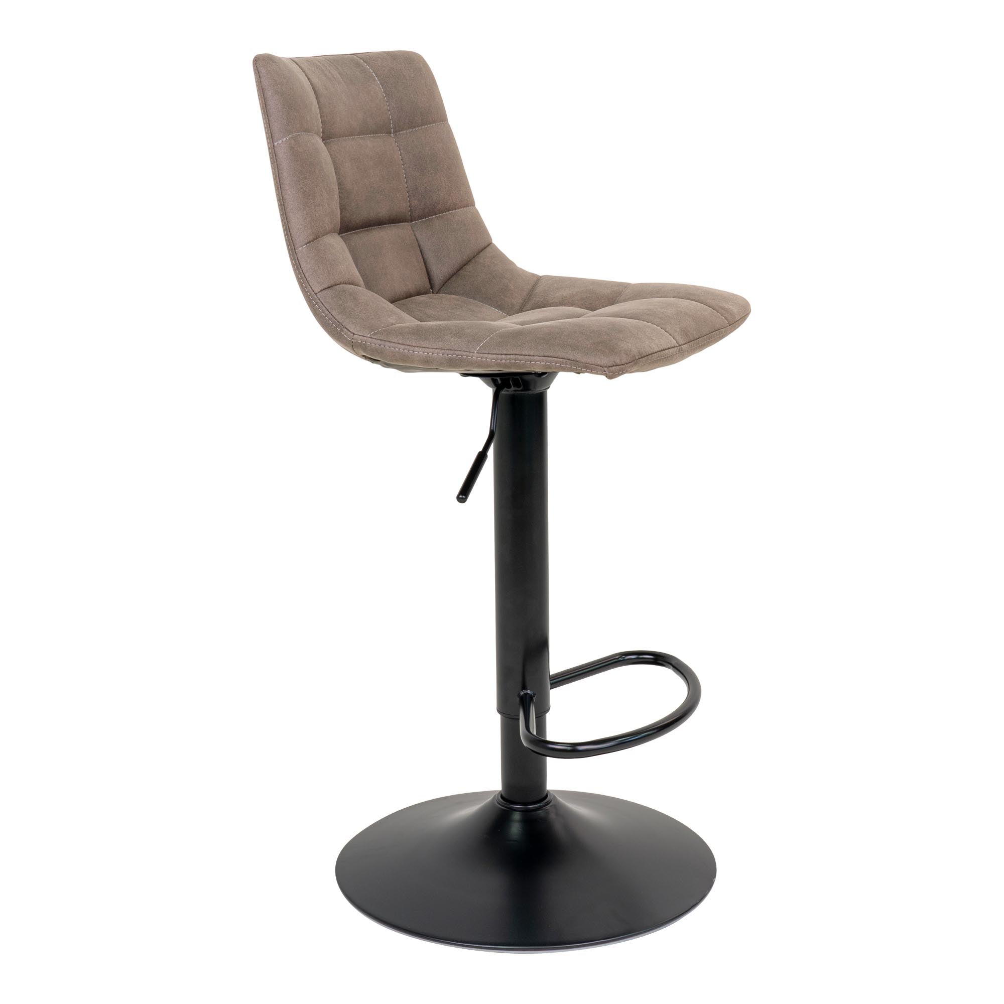 Tabouret bar réglable Middelfart taupe vue avant gauche repose-pieds annulaire noir