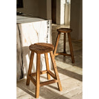 Tabouret de bar Shibori en teck recyclé, vue 3