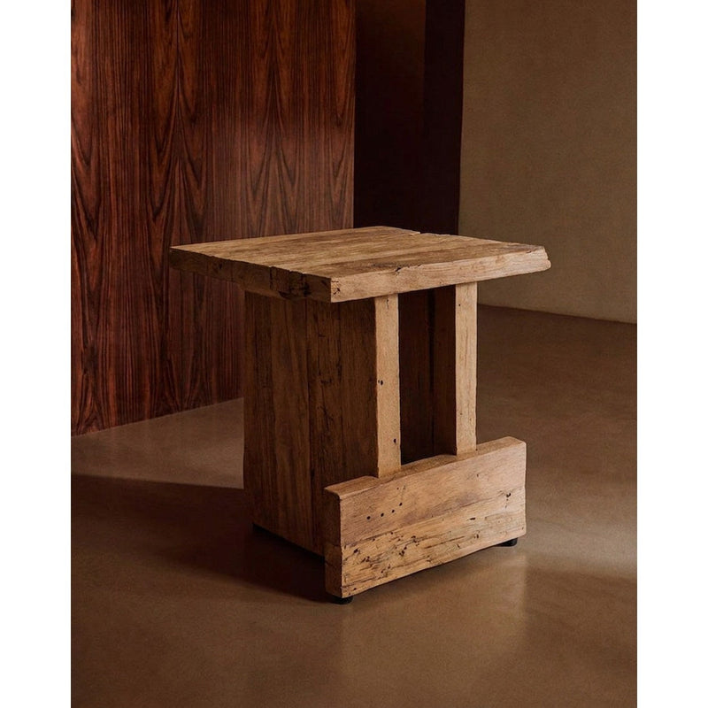Dimensions Tabouret bloc Suku en teck recyclé naturel