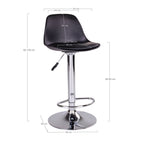 Schéma coté du tabouret Trondheim hauteur 82 à 104 cm assise de 60 à 82 cm largeur 39 cm base de 38 cm